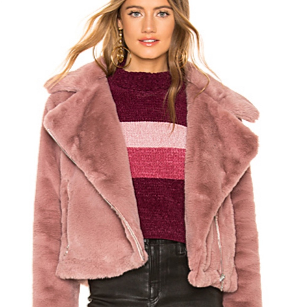 Revolve about us sophie feaux fur moto in blush